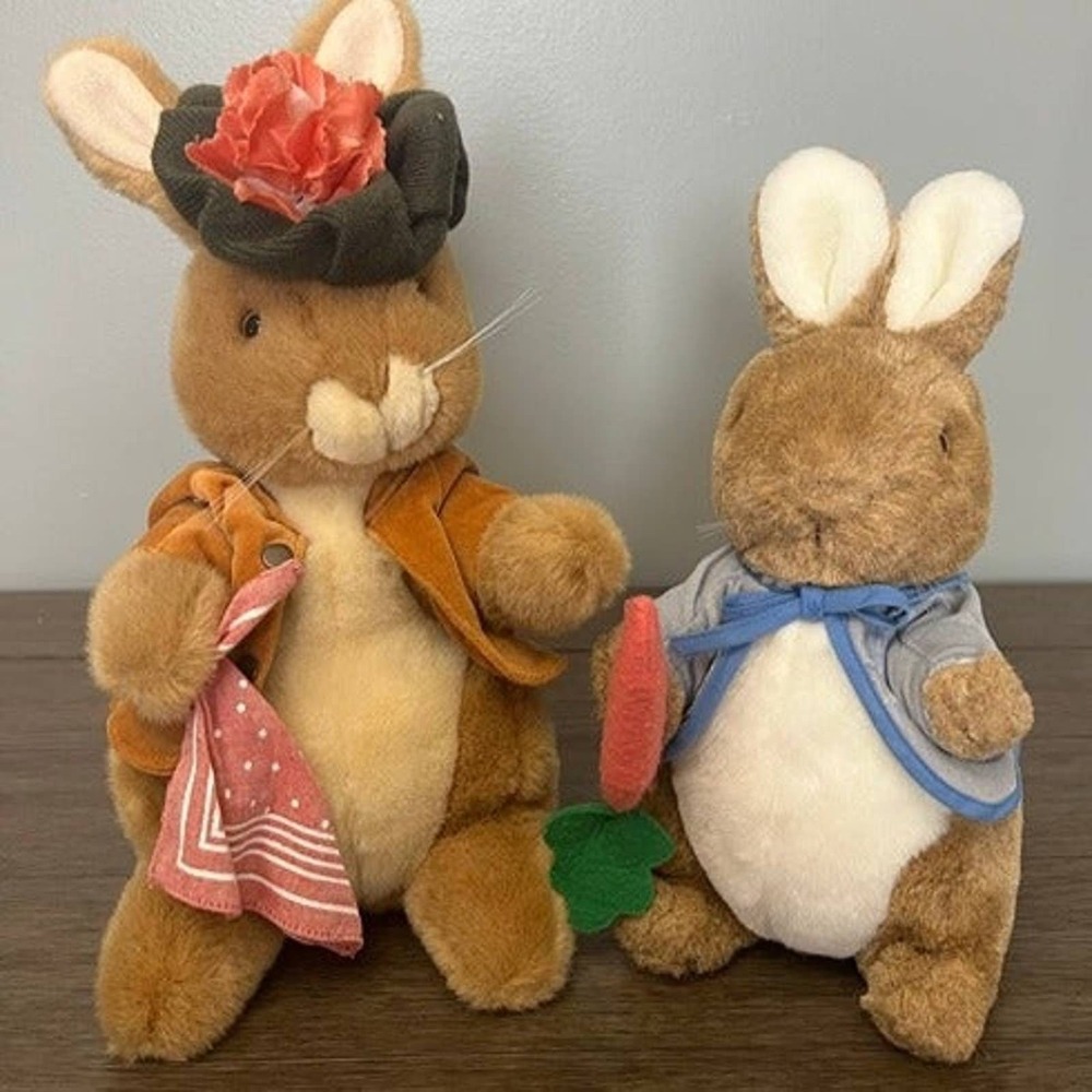 Vintage Mrs Benjamin Bunny Eden & Peter Rabbit Frederick Warne Plush Set 90s